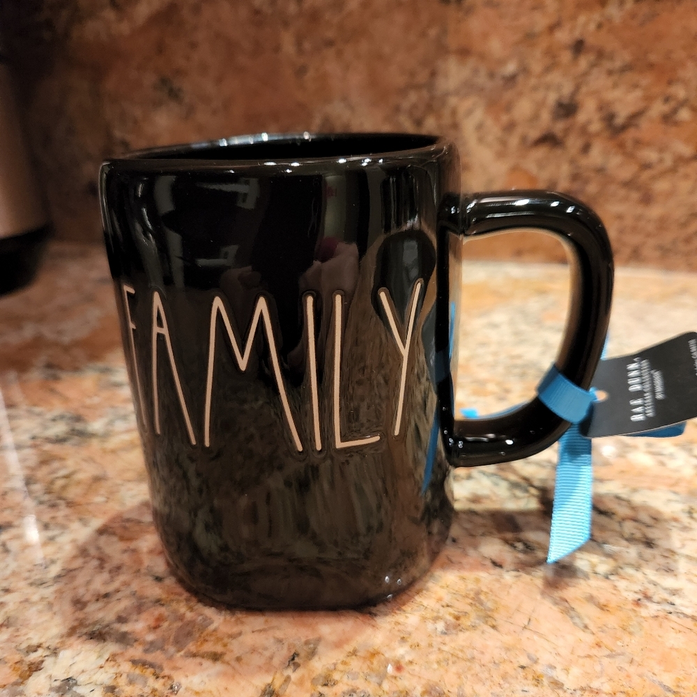 Rae Dunn Disney Pixar "Family" Double-sided Black Ceramic Coffee Mug ~New